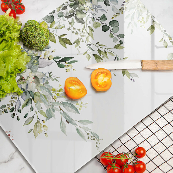 Glas Herdabdeckplatte Dekorative Blätter und Blüten