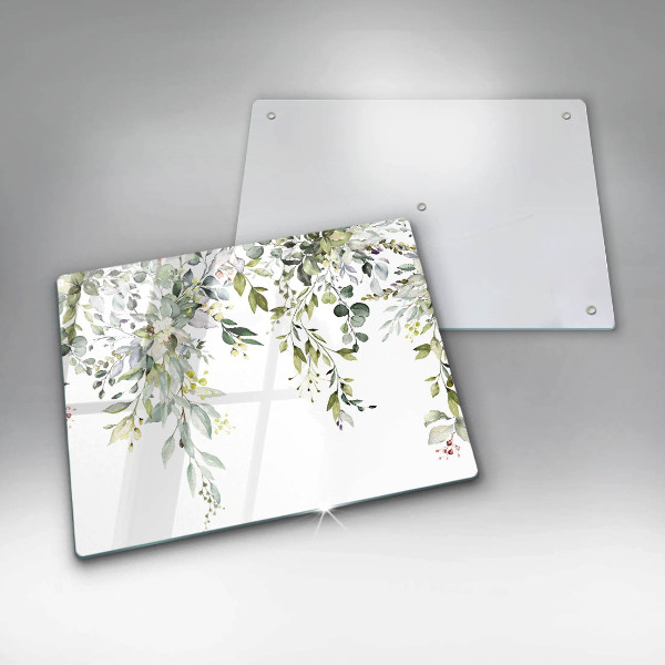 Glas Herdabdeckplatte Dekorative Blätter und Blüten