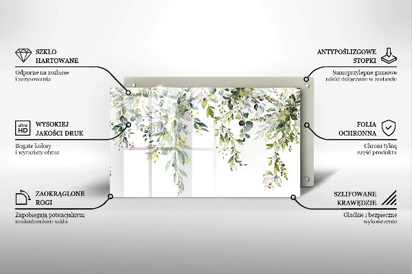 Glas Herdabdeckplatte Dekorative Blätter und Blüten