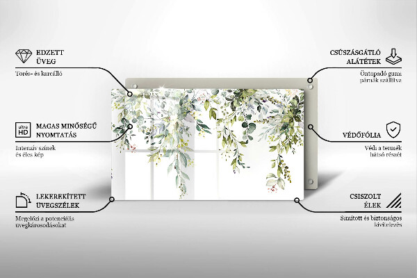 Glas Herdabdeckplatte Dekorative Blätter und Blüten