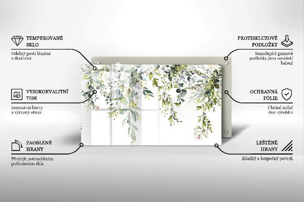 Glas Herdabdeckplatte Dekorative Blätter und Blüten