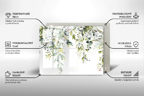 Glas Herdabdeckplatte Dekorative Blätter und Blüten