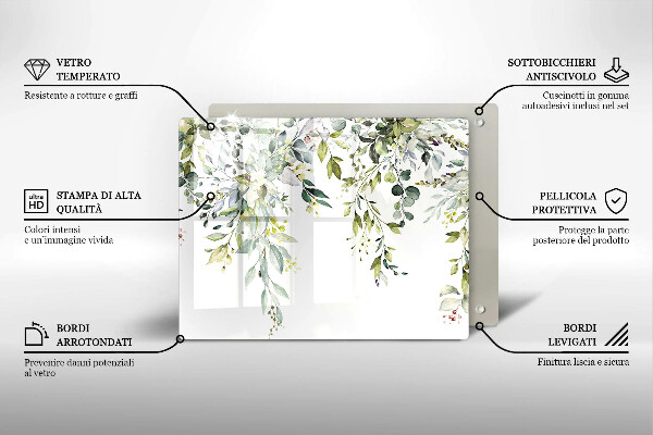Glas Herdabdeckplatte Dekorative Blätter und Blüten