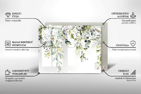 Glas Herdabdeckplatte Dekorative Blätter und Blüten