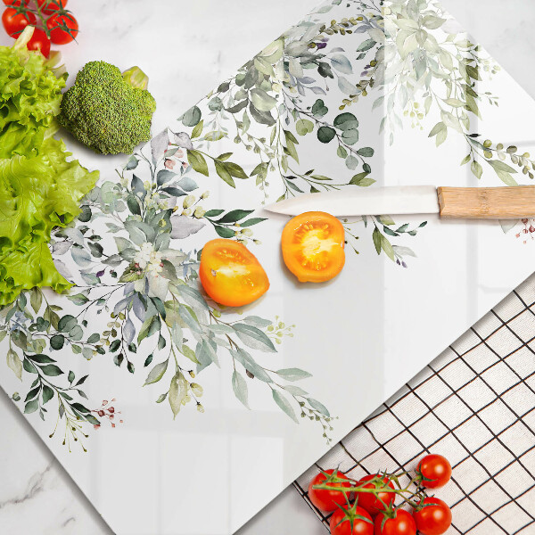 Glas Herdabdeckplatte Dekorative Blätter und Blüten