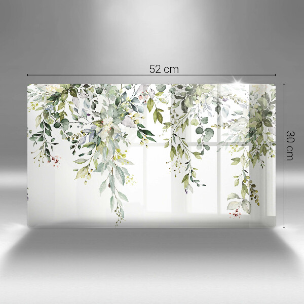 Glas Herdabdeckplatte Dekorative Blätter und Blüten