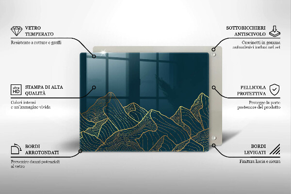 Glas Herdabdeckplatte Abstrakte Berge