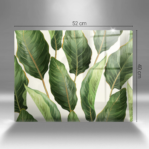 Glas Herdabdeckplatte Bananenblätter