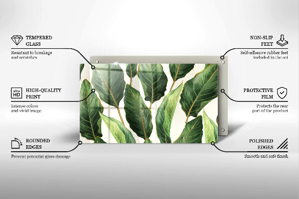 Glas Herdabdeckplatte Bananenblätter