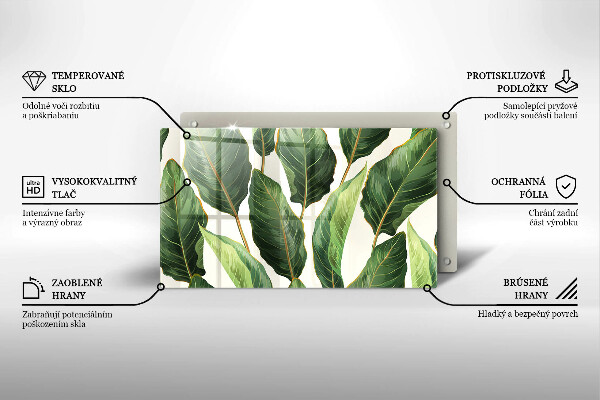 Glas Herdabdeckplatte Bananenblätter