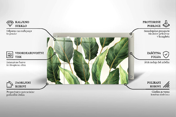 Glas Herdabdeckplatte Bananenblätter