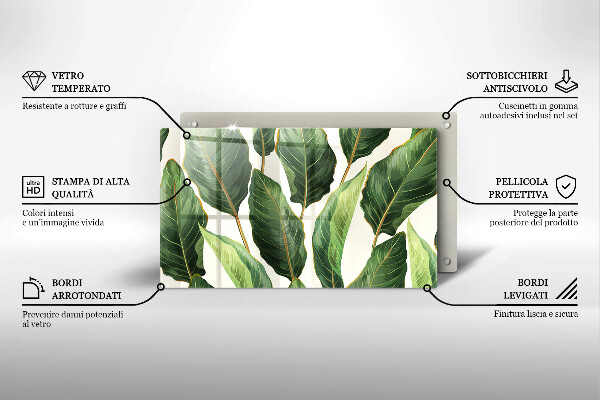 Glas Herdabdeckplatte Bananenblätter