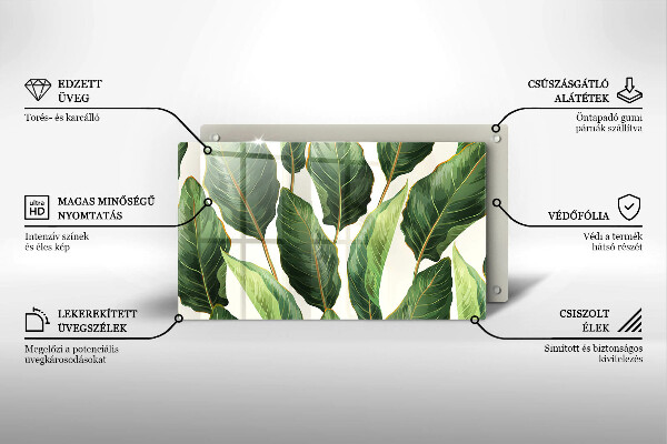 Glas Herdabdeckplatte Bananenblätter