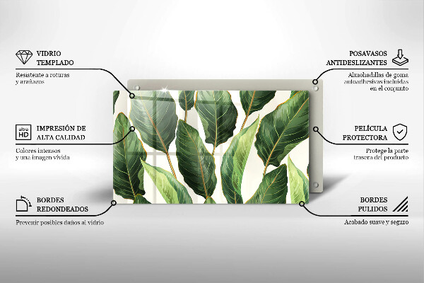 Glas Herdabdeckplatte Bananenblätter