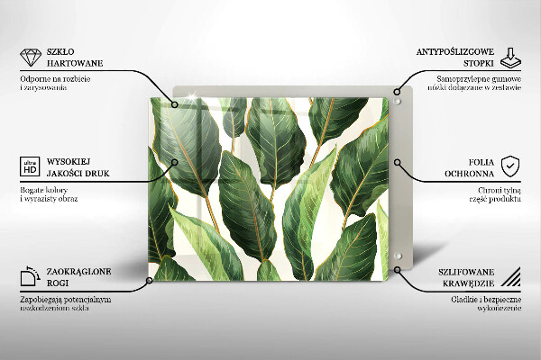 Glas Herdabdeckplatte Bananenblätter