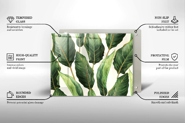 Glas Herdabdeckplatte Bananenblätter