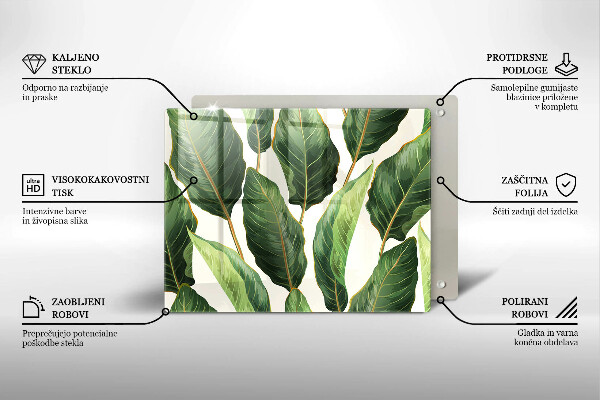 Glas Herdabdeckplatte Bananenblätter