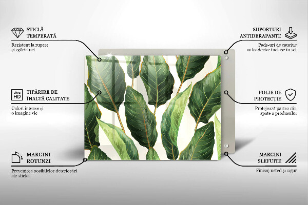 Glas Herdabdeckplatte Bananenblätter