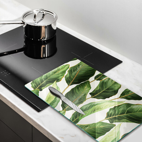 Glas Herdabdeckplatte Bananenblätter