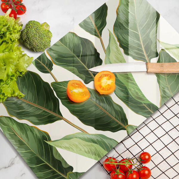 Glas Herdabdeckplatte Bananenblätter