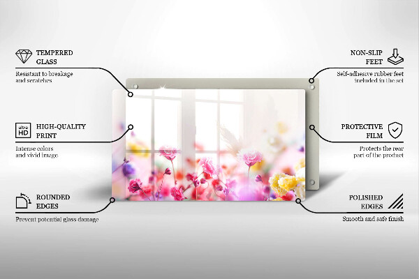 Glas Herdabdeckplatte Blumenwiese