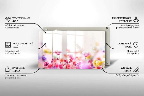 Glas Herdabdeckplatte Blumenwiese