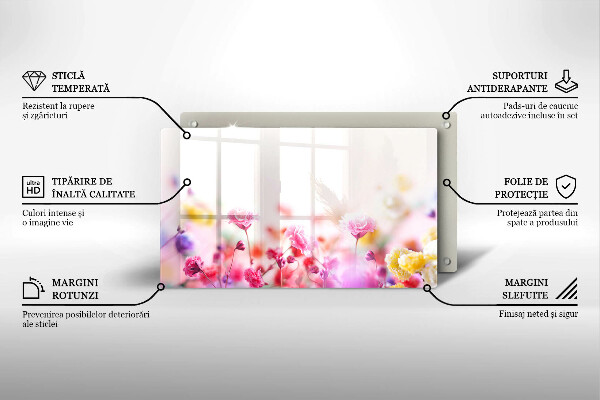 Glas Herdabdeckplatte Blumenwiese