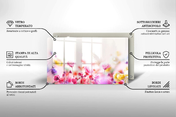 Glas Herdabdeckplatte Blumenwiese