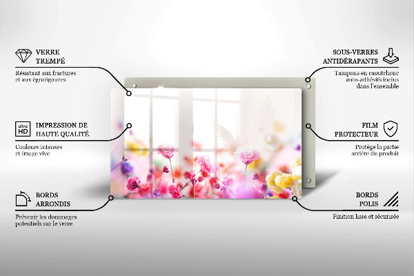 Glas Herdabdeckplatte Blumenwiese