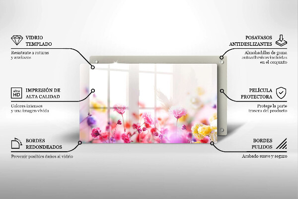 Glas Herdabdeckplatte Blumenwiese