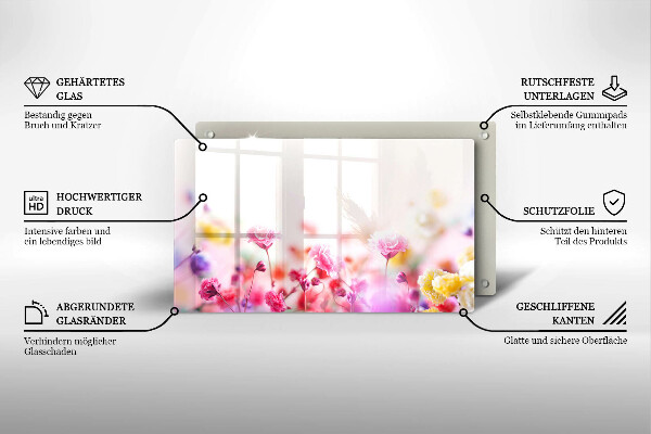 Glas Herdabdeckplatte Blumenwiese