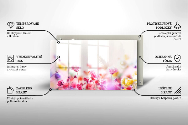 Glas Herdabdeckplatte Blumenwiese