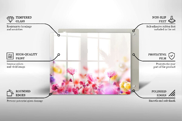 Glas Herdabdeckplatte Blumenwiese