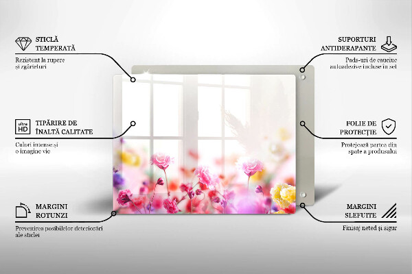 Glas Herdabdeckplatte Blumenwiese