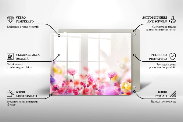 Glas Herdabdeckplatte Blumenwiese