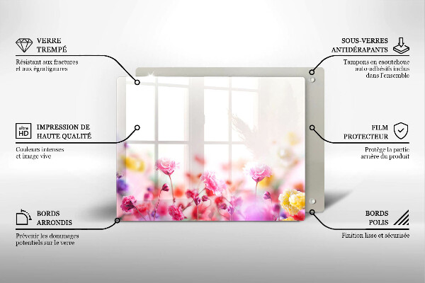 Glas Herdabdeckplatte Blumenwiese