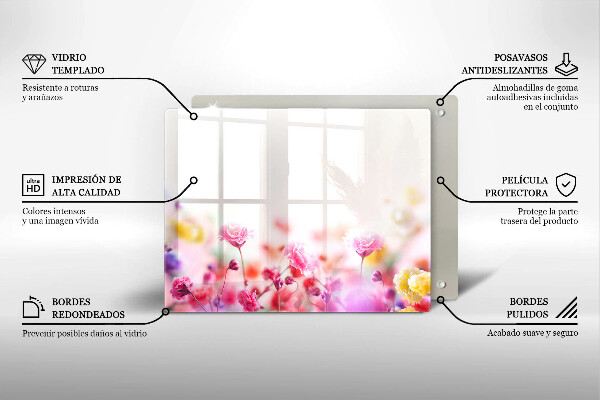 Glas Herdabdeckplatte Blumenwiese