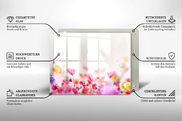 Glas Herdabdeckplatte Blumenwiese