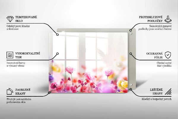 Glas Herdabdeckplatte Blumenwiese