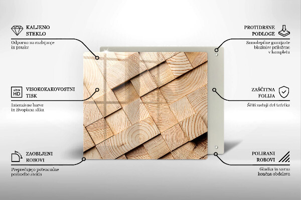 Glas Ceranfeldabdeckung Holzquadrate