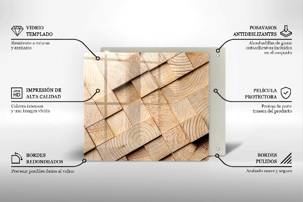 Glas Ceranfeldabdeckung Holzquadrate