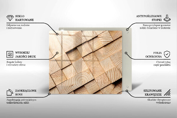 Glas Ceranfeldabdeckung Holzquadrate