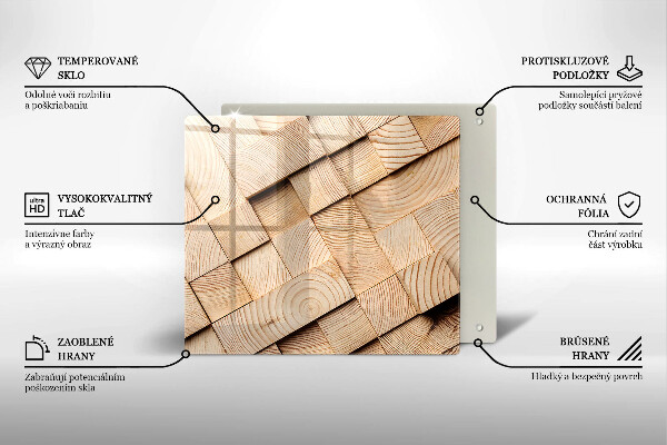 Glas Ceranfeldabdeckung Holzquadrate