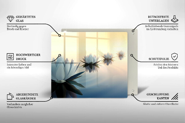 Glas Herdabdeckplatte Lilienblüten auf dem Wasser