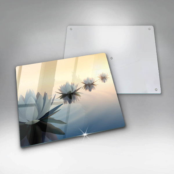 Glas Herdabdeckplatte Lilienblüten auf dem Wasser