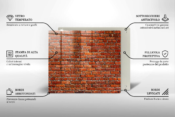 Glas Herdabdeckplatte Wand aus Backsteinmauer