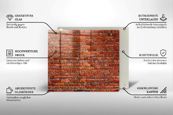 Glas Herdabdeckplatte Wand aus Backsteinmauer