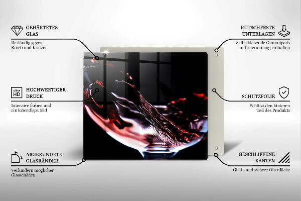 Glas Herdabdeckplatte Ein Glas Rotwein