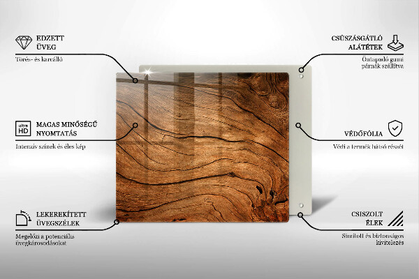 Glas Herdabdeckplatte Holzbrettstruktur