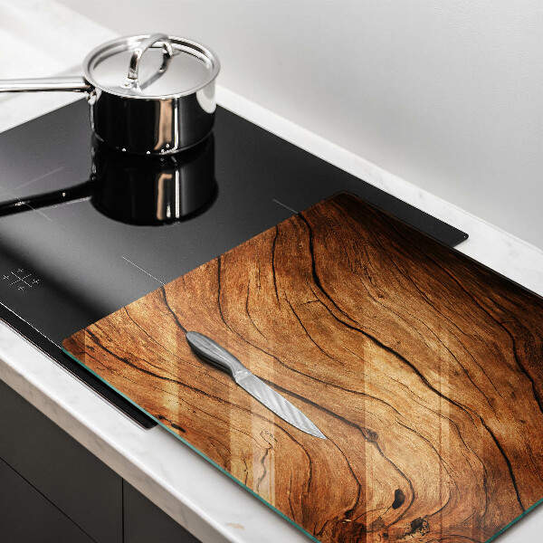 Glas Herdabdeckplatte Holzbrettstruktur